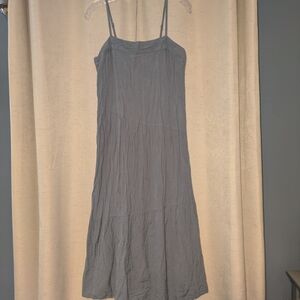 Elegant Gray Midi Dress with Spaghetti Straps